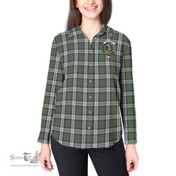 ScotsTee Shop Scottish MacLaren Dress Clan Crest Tartan Womens Long Sleeve Shirt