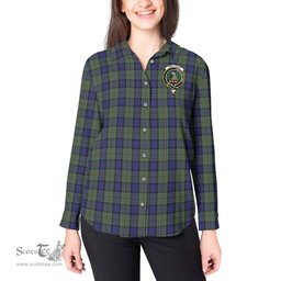 ScotsTee Shop Scottish MacLaren Clan Crest Tartan Womens Long Sleeve Shirt