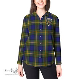 ScotsTee Shop Scottish Muir Clan Crest Tartan Womens Long Sleeve Shirt