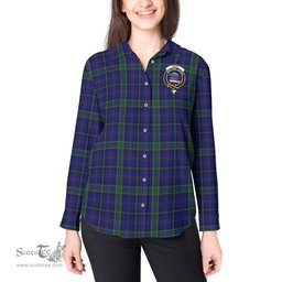 ScotsTee Shop Scottish Weir Clan Crest Tartan Womens Long Sleeve Shirt