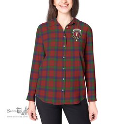 ScotsTee Shop Scottish Robertson Clan Crest Tartan Womens Long Sleeve Shirt