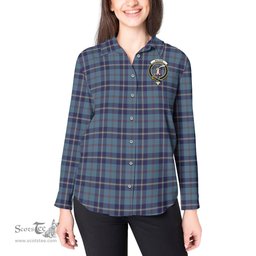 ScotsTee Shop Scottish MacRaes of America Clan Crest Tartan Womens Long Sleeve Shirt