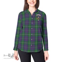 ScotsTee Shop Scottish MacIntyre Inglis Clan Crest Tartan Womens Long Sleeve Shirt