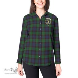 ScotsTee Shop Scottish Stewart Old Clan Crest Tartan Womens Long Sleeve Shirt