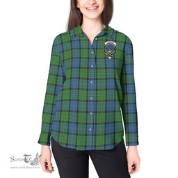 ScotsTee Shop Scottish Stirling Clan Crest Tartan Womens Long Sleeve Shirt