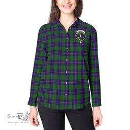 ScotsTee Shop Scottish Shaw Modern Clan Crest Tartan Womens Long Sleeve Shirt