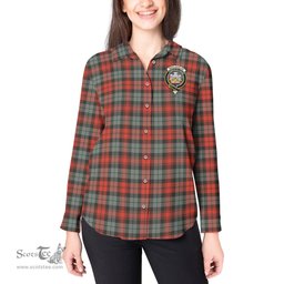 ScotsTee Shop Scottish MacLachlan Weathered Clan Crest Tartan Womens Long Sleeve Shirt