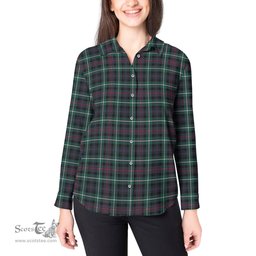 ScotsTee Shop Scottish MacKenzie Modern Clan Tartan Womens Long Sleeve Shirt