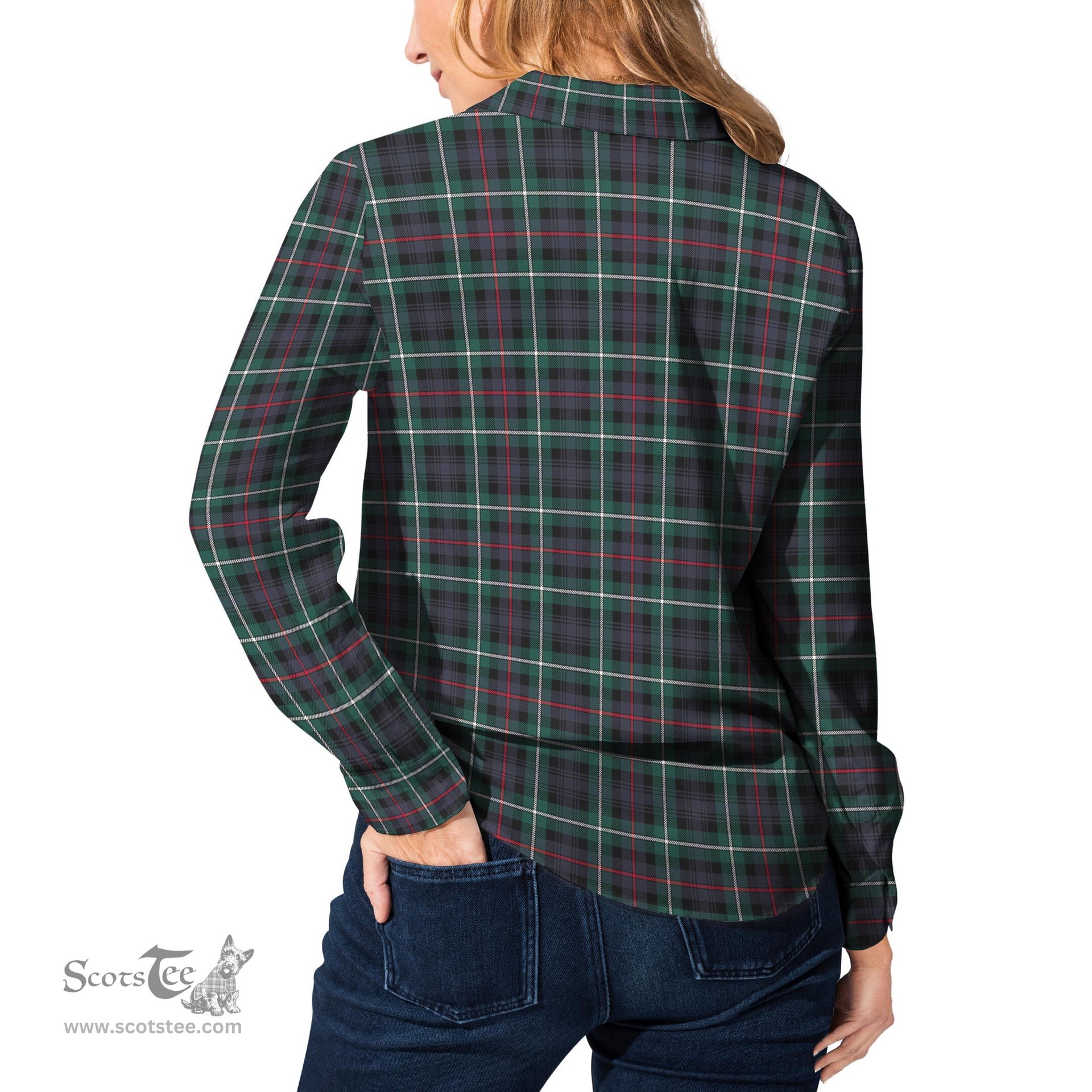 ScotsTee Shop Scottish MacKenzie Modern Clan Tartan Womens Long Sleeve Shirt