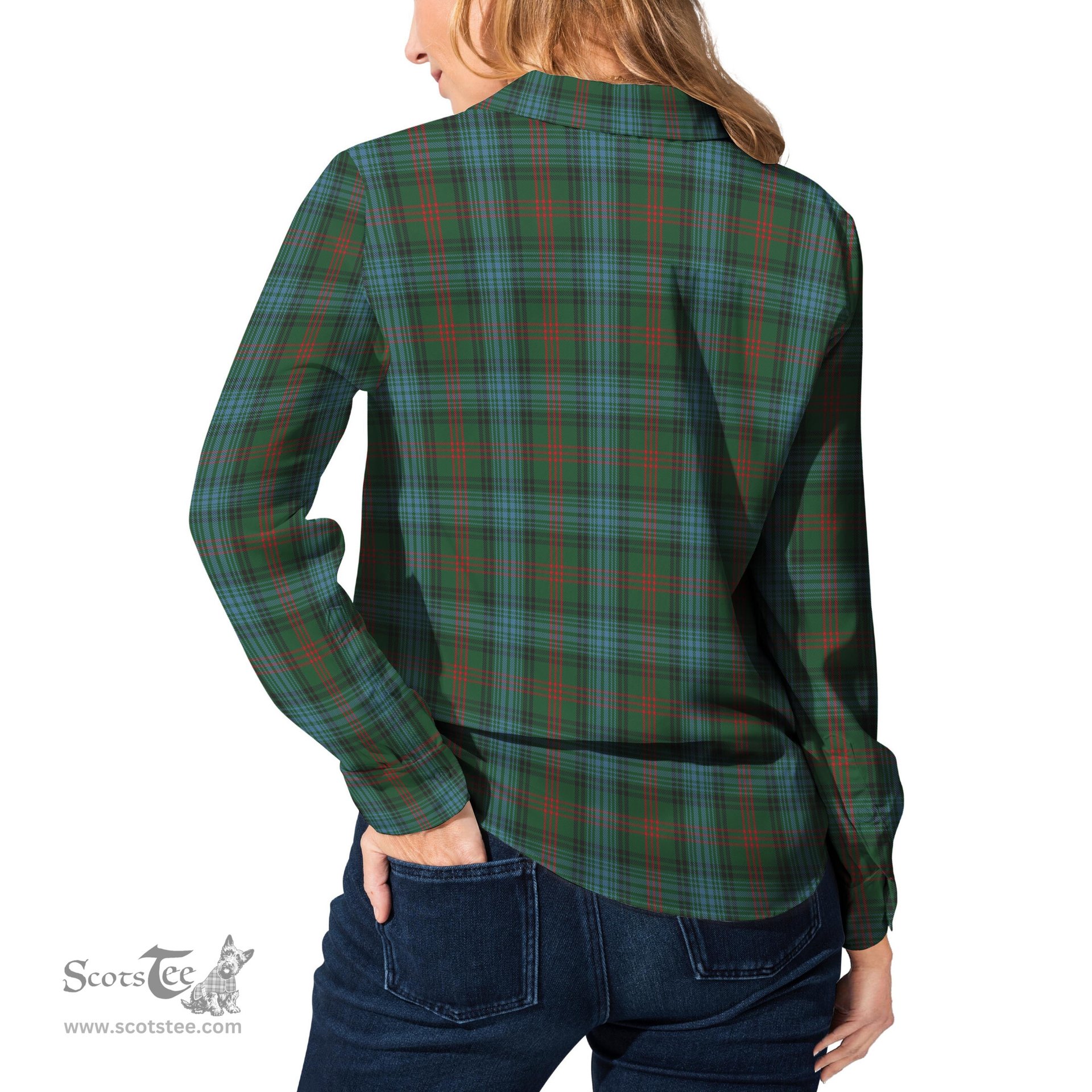 ScotsTee Shop Scottish Ross Hunting Clan Tartan Womens Long Sleeve Shirt