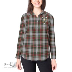 ScotsTee Shop Scottish Stewart Dress Clan Crest Tartan Womens Long Sleeve Shirt
