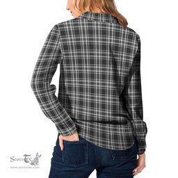 ScotsTee Shop Scottish Stewart Black and White Clan Tartan Womens Long Sleeve Shirt