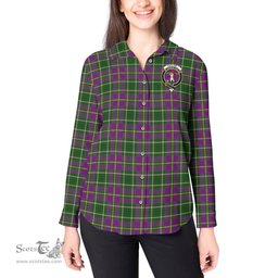 ScotsTee Shop Scottish Taylor Clan Crest Tartan Womens Long Sleeve Shirt