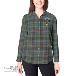 ScotsTee Shop Scottish MacLellan Ancient Clan Crest Tartan Womens Long Sleeve Shirt