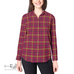 ScotsTee Shop Scottish O'Meehan Clan Tartan Womens Long Sleeve Shirt