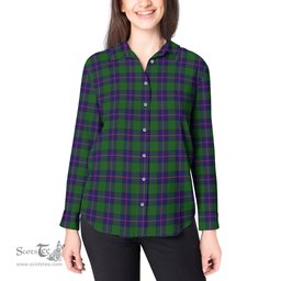 ScotsTee Shop Scottish Shaw Modern Clan Tartan Womens Long Sleeve Shirt