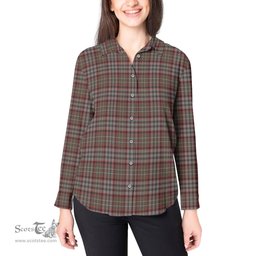 ScotsTee Shop Scottish Nicolson Hunting Weathered Clan Tartan Womens Long Sleeve Shirt