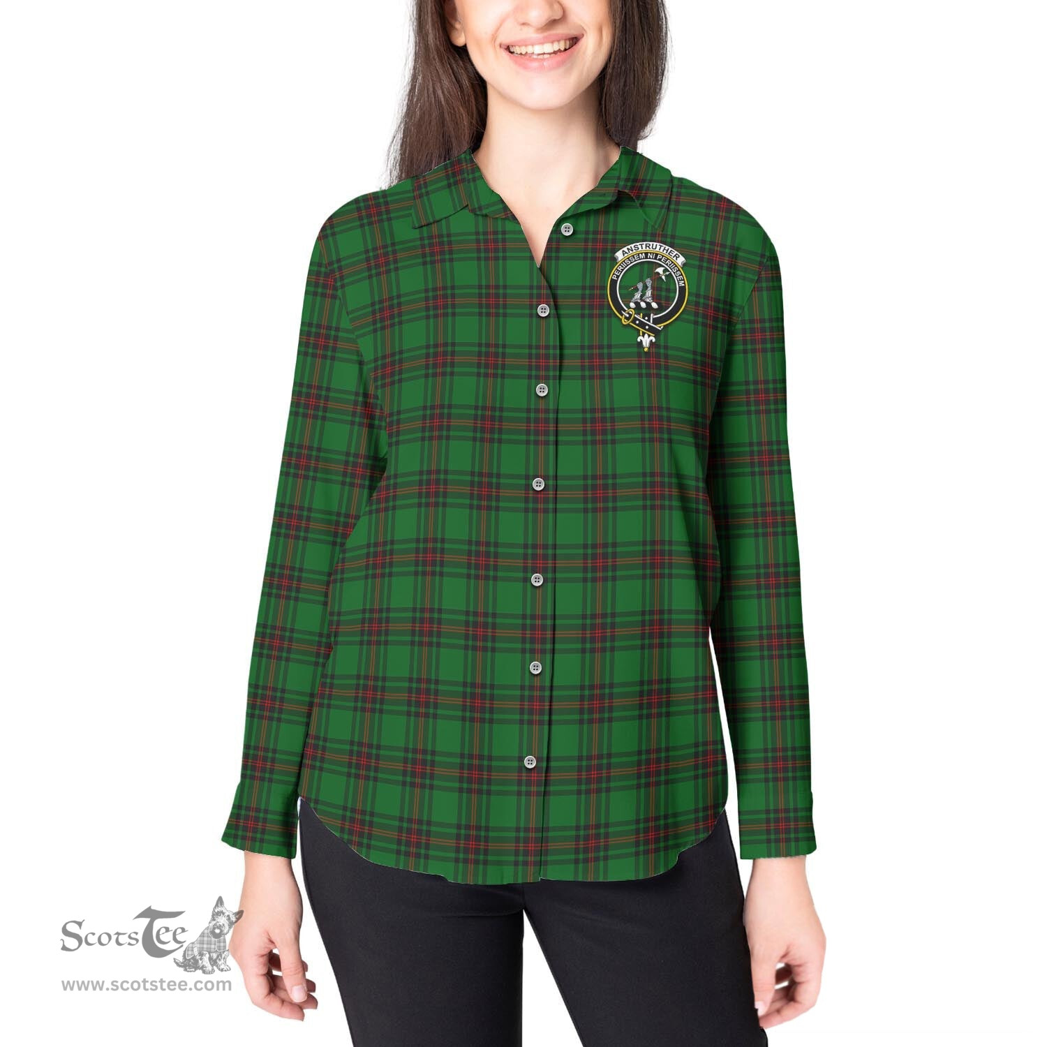 ScotsTee Shop Scottish Anstruther Clan Crest Tartan Womens Long Sleeve Shirt