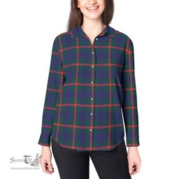 ScotsTee Shop Scottish Agnew Modern Clan Tartan Womens Long Sleeve Shirt