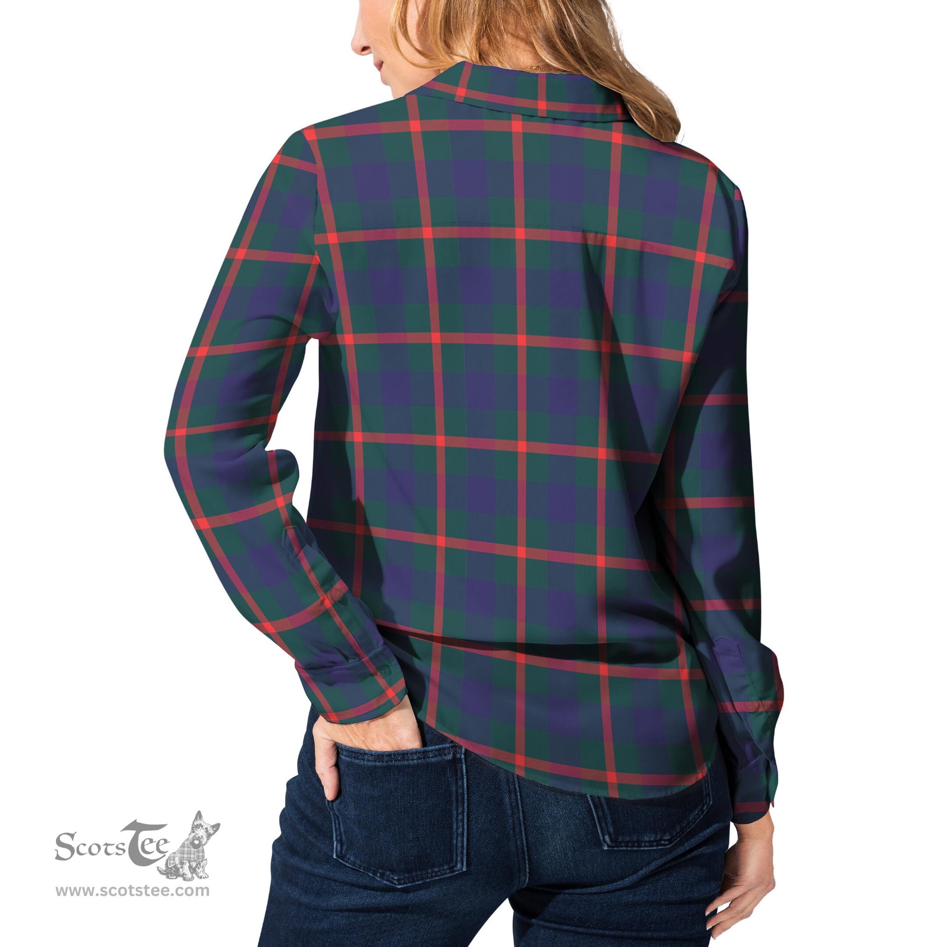 ScotsTee Shop Scottish Agnew Modern Clan Tartan Womens Long Sleeve Shirt