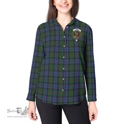 ScotsTee Shop Scottish Baird Clan Crest Tartan Womens Long Sleeve Shirt