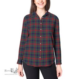 ScotsTee Shop Scottish Allison Red Clan Tartan Womens Long Sleeve Shirt