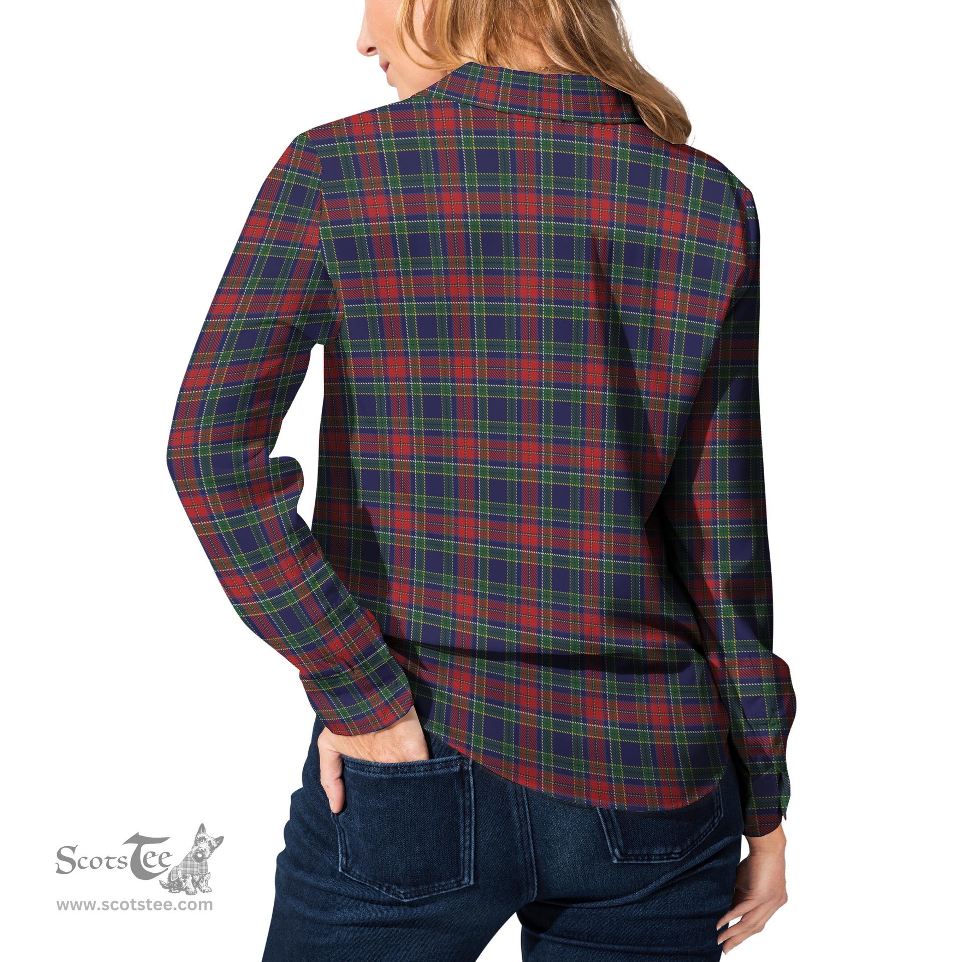 ScotsTee Shop Scottish Allison Red Clan Tartan Womens Long Sleeve Shirt