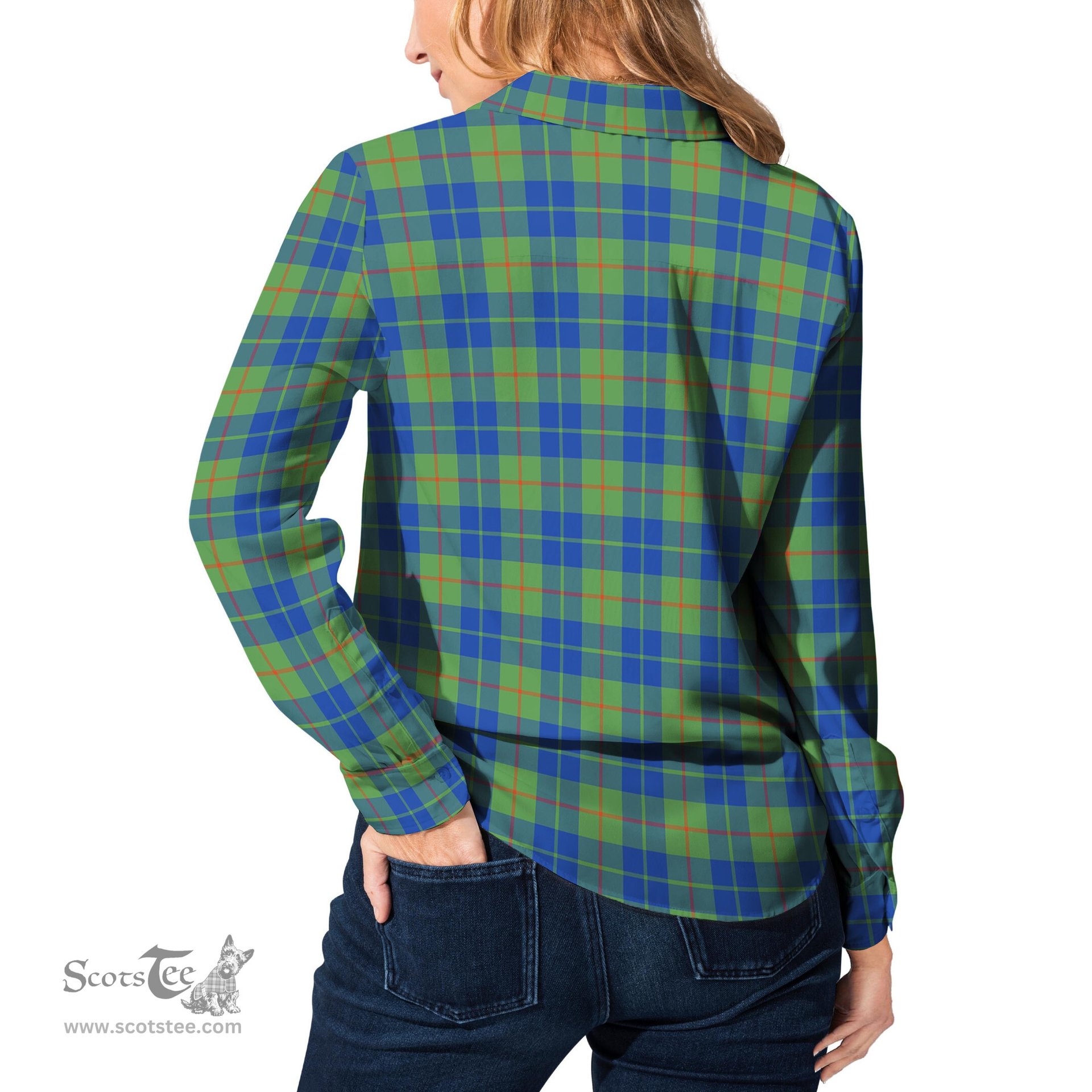 ScotsTee Shop Scottish Barclay Hunting Ancient Clan Tartan Womens Long Sleeve Shirt