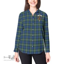 ScotsTee Shop Scottish Baird Ancient Clan Crest Tartan Womens Long Sleeve Shirt