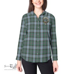 ScotsTee Shop Scottish Alexander of Menstry Hunting Clan Crest Tartan Womens Long Sleeve Shirt