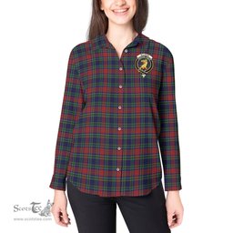 ScotsTee Shop Scottish Allison Red Clan Crest Tartan Womens Long Sleeve Shirt