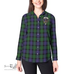 ScotsTee Shop Scottish Blair Clan Crest Tartan Womens Long Sleeve Shirt