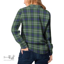 ScotsTee Shop Scottish Blyth Clan Crest Tartan Womens Long Sleeve Shirt