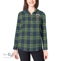 ScotsTee Shop Scottish Blyth Clan Crest Tartan Womens Long Sleeve Shirt