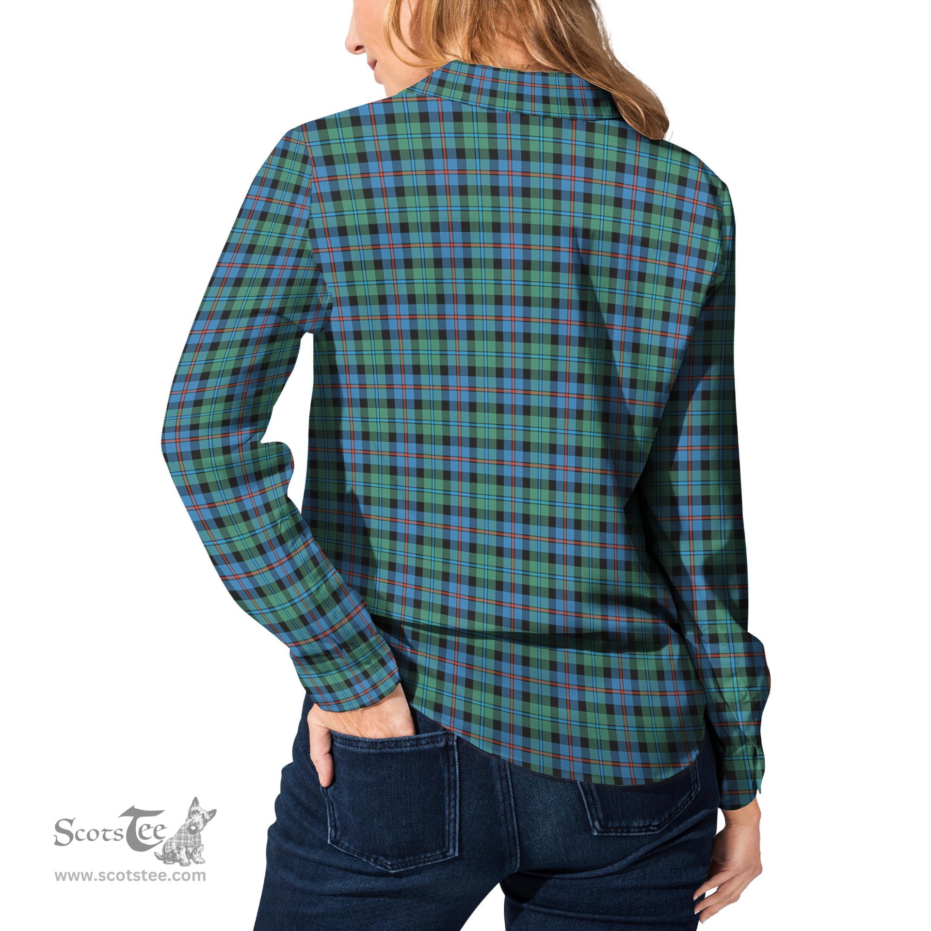 ScotsTee Shop Scottish Campbell of Cawdor Ancient Clan Tartan Womens Long Sleeve Shirt