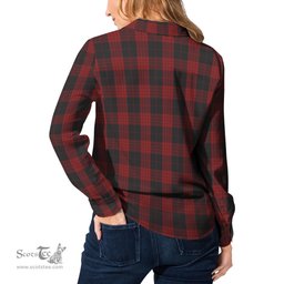 ScotsTee Shop Scottish Cameron Black and Red Clan Crest Tartan Womens Long Sleeve Shirt