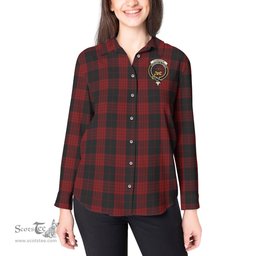 ScotsTee Shop Scottish Cameron Black and Red Clan Crest Tartan Womens Long Sleeve Shirt