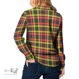 ScotsTee Shop Scottish Buchanan Modern Clan Crest Tartan Womens Long Sleeve Shirt