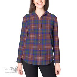 ScotsTee Shop Scottish Chisholm Hunting Modern Clan Tartan Womens Long Sleeve Shirt