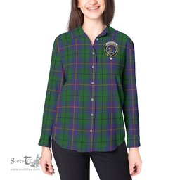 ScotsTee Shop Scottish Carmichael Clan Crest Tartan Womens Long Sleeve Shirt