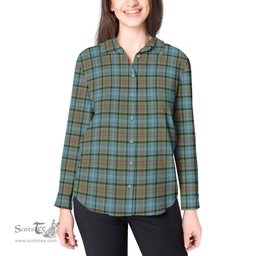 ScotsTee Shop Scottish Brisbane modern Clan Tartan Womens Long Sleeve Shirt