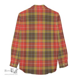 ScotsTee Shop Scottish Buchanan Old Set Weathered Clan Crest Tartan Womens Long Sleeve Shirt