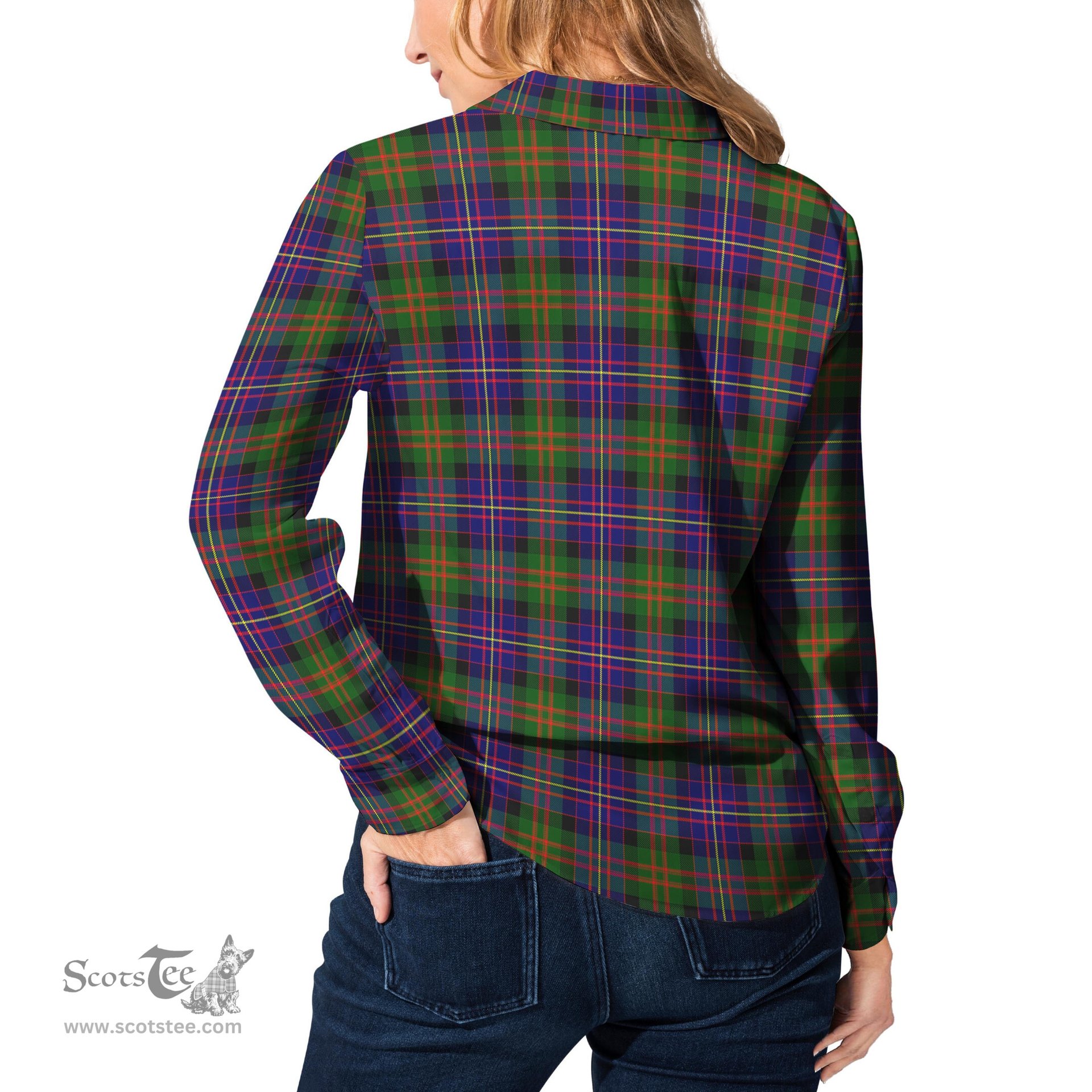 ScotsTee Shop Scottish Cameron of Erracht Modern Clan Tartan Womens Long Sleeve Shirt