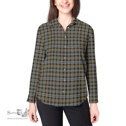 ScotsTee Shop Scottish Campbell Argyll Weathered Clan Tartan Womens Long Sleeve Shirt