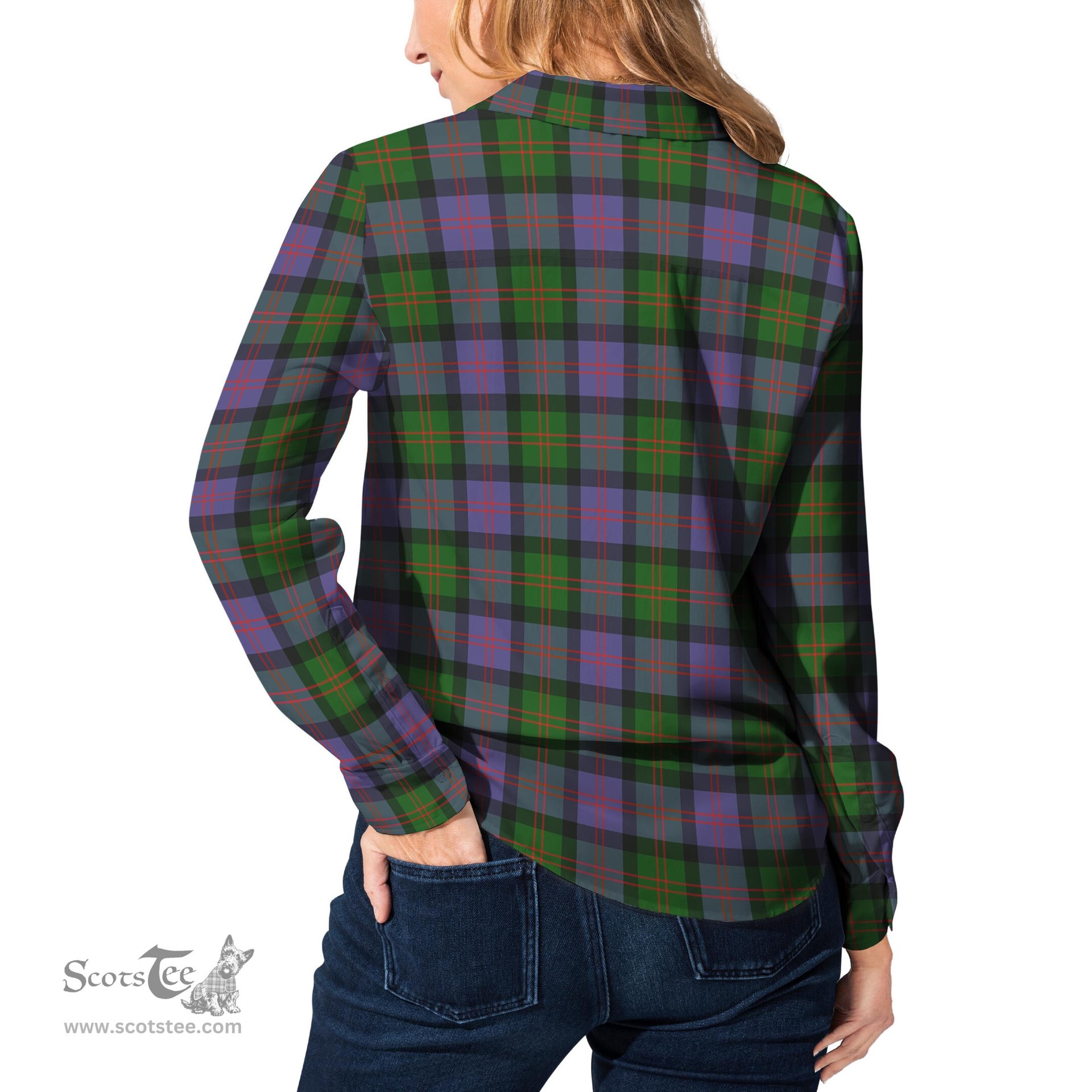 ScotsTee Shop Scottish Blair Modern Clan Tartan Womens Long Sleeve Shirt