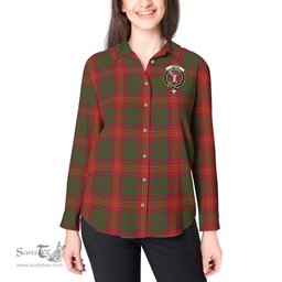 ScotsTee Shop Scottish Burns Clan Crest Tartan Womens Long Sleeve Shirt