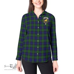 ScotsTee Shop Scottish Campbell Modern Clan Crest Tartan Womens Long Sleeve Shirt