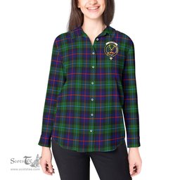 ScotsTee Shop Scottish Calder Modern Clan Crest Tartan Womens Long Sleeve Shirt