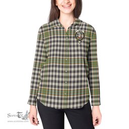 ScotsTee Shop Scottish Burns Check Clan Crest Tartan Womens Long Sleeve Shirt