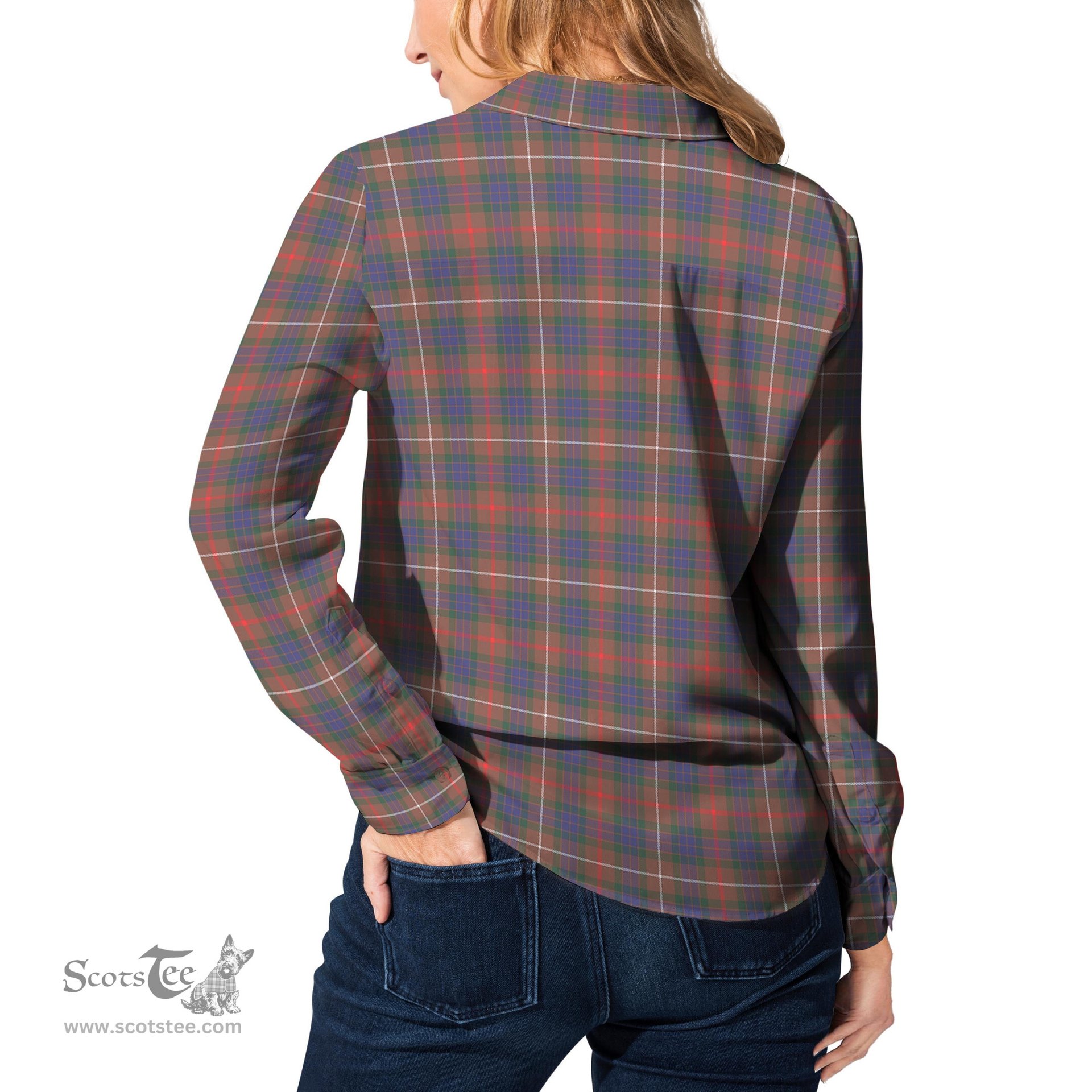 ScotsTee Shop Scottish Fraser Hunting Modern Clan Tartan Womens Long Sleeve Shirt
